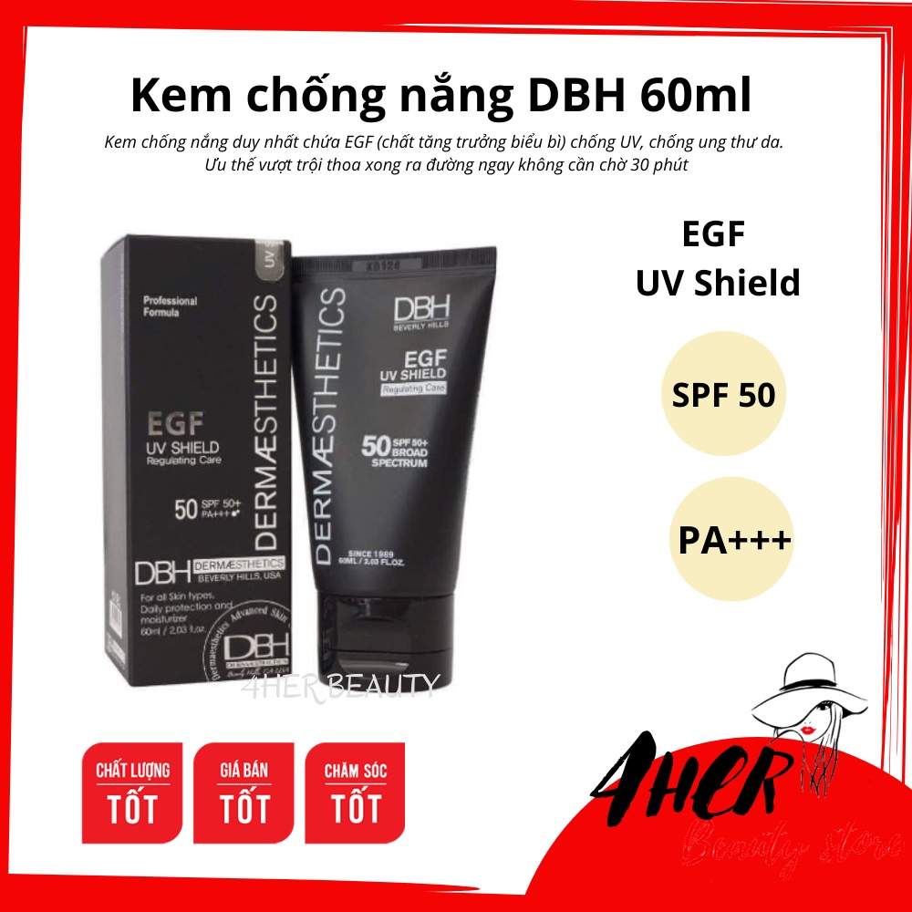 [Bản Mỹ-Tem vàng] Kem chống nắng DBH 60ml SPF 50+ bản mỹ USA, ngăn ngừa lão hóa, nâng tông nhẹ