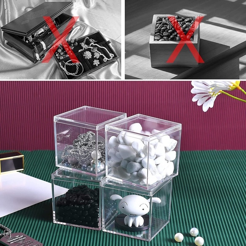 1 Hộp Nhựa Trong Suốt Hình Vuông 5.5*5.5*5.5cm Đựng Bánh Kẹo Trái Cây Khô Tiện Dụng