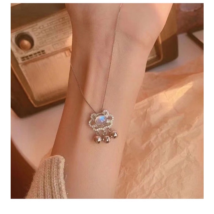 Vòng cổ khóa trường mệnh, Dây chuyền bạc 925 mặt đá [ CHUỘT LƯỜI SHOP ]