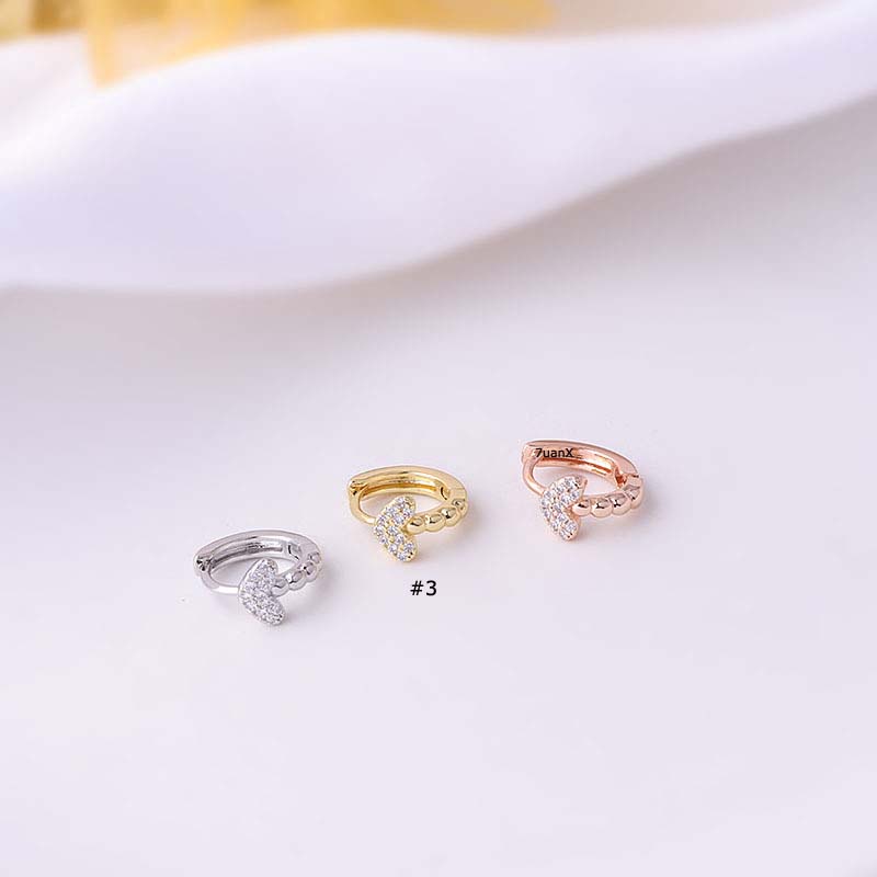 Bông tai tròn hình chiếc lá/chim/trái tim đính đá zirconia sành điệu cho nữ