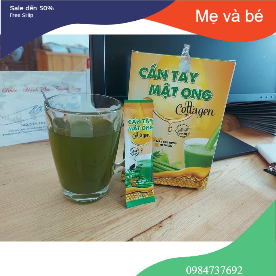 Cần Tây Mật Ong Collagen Hộp 15 Gói Hàng Chuẩn