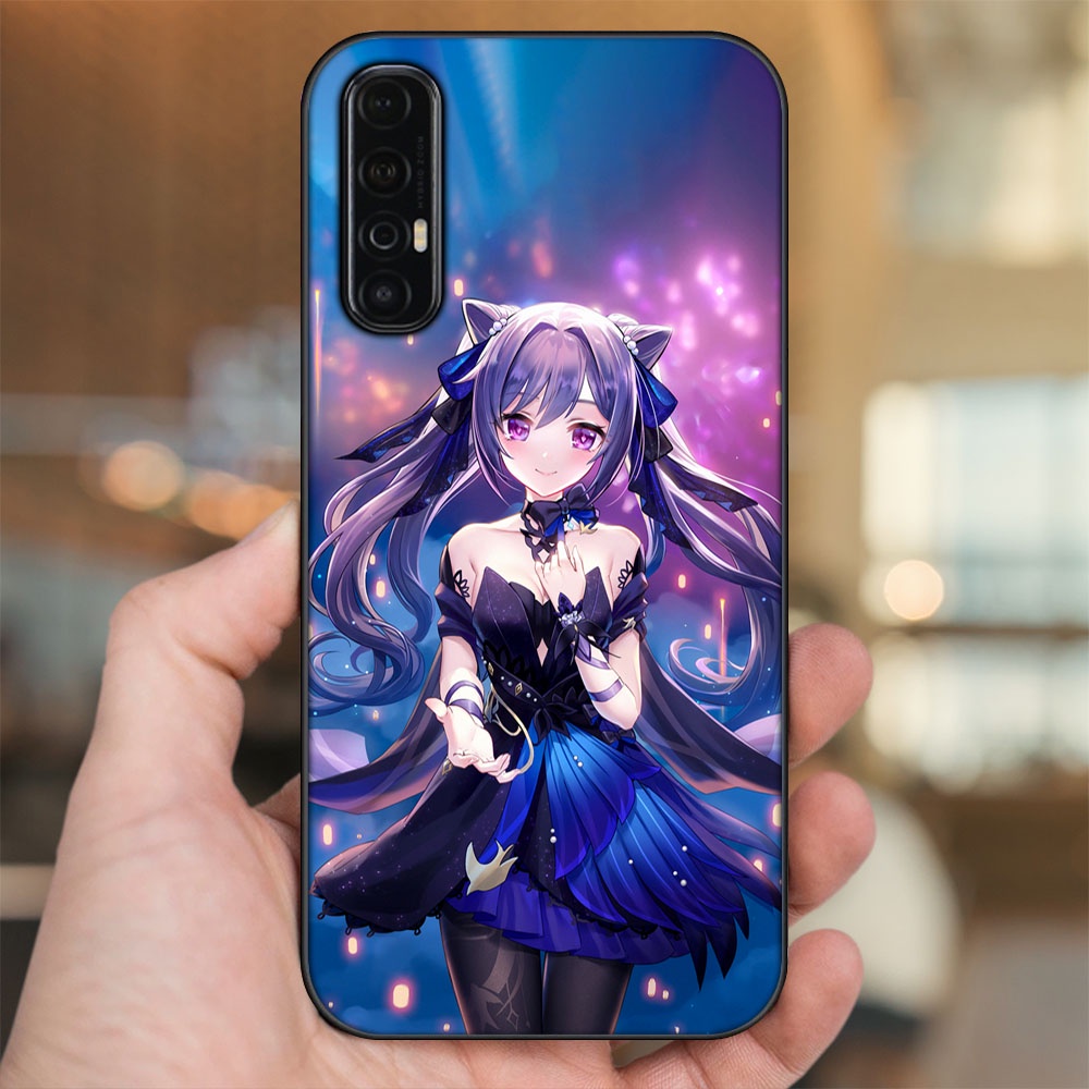 Ốp lưng Oppo Reno 3 Pro viền đen in hình Keqing Genshin Impact