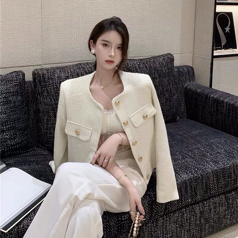 Áo dạ tweed cổ tròn thu đông dày dặn sang chảnh Hàn quốc(kèm ảnh thật) | BigBuy360 - bigbuy360.vn