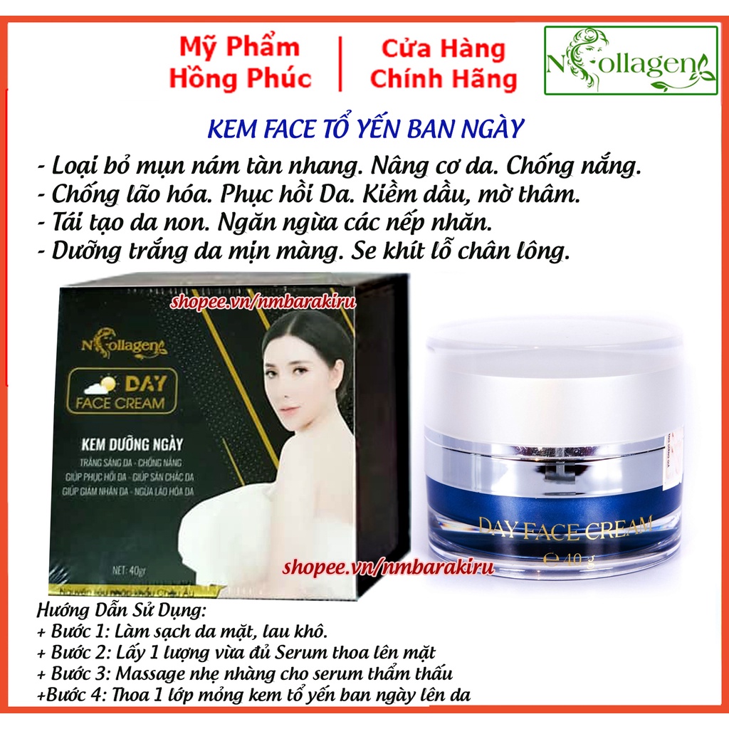 KEM FACE TỔ YẾN NGÀY N'COLLAGEN cao cấp - Đánh bay nám, tàn nhang, mụn, nâng cơ mặt, Chống nắng CHÍNH HÃNG