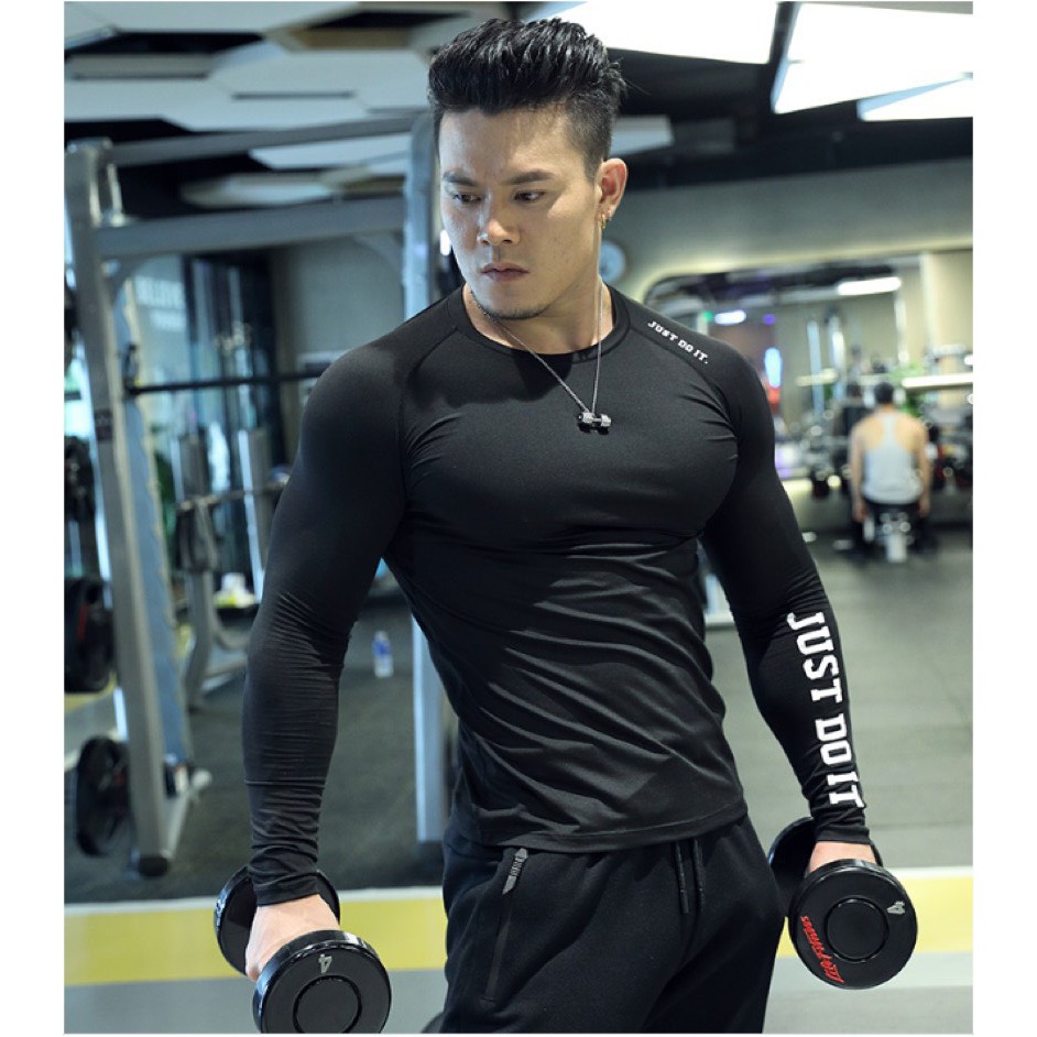 Áo Tập Gym Nam Dài Tay, Co Dãn 4 Chiều Ôm Body