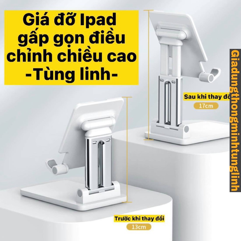 Kệ Ipad Điện Thoại Máy Tính Bảng Tăng Giảm Chiều Cao - gấp gọn để bàn, hợp kim nhôm cao cấp chắc chắn