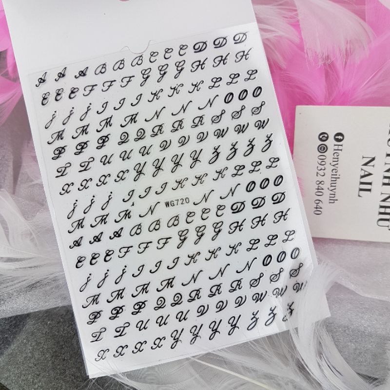 STICKER NAIL DÁN MÓNG MẪU CHỮ 💛 SỐ 💛 KÍ TỰ HÀNG LOẠI 1