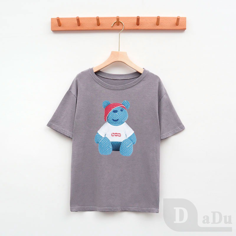 Áo Thun 100% Cotton Dáng Ôm In Họa Tiết Hoạt Hình Phong Cách Hàn Quốc Thời Trang Mùa Hè Cho Nữ Size S-3XL