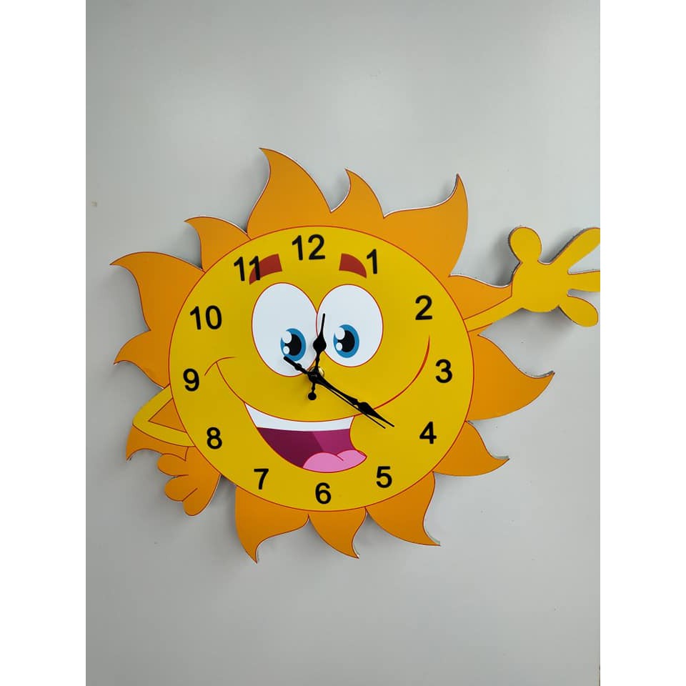 đồng hồ treo tường hình ông mặt trời ngộ nghĩnh cho trẻ em
