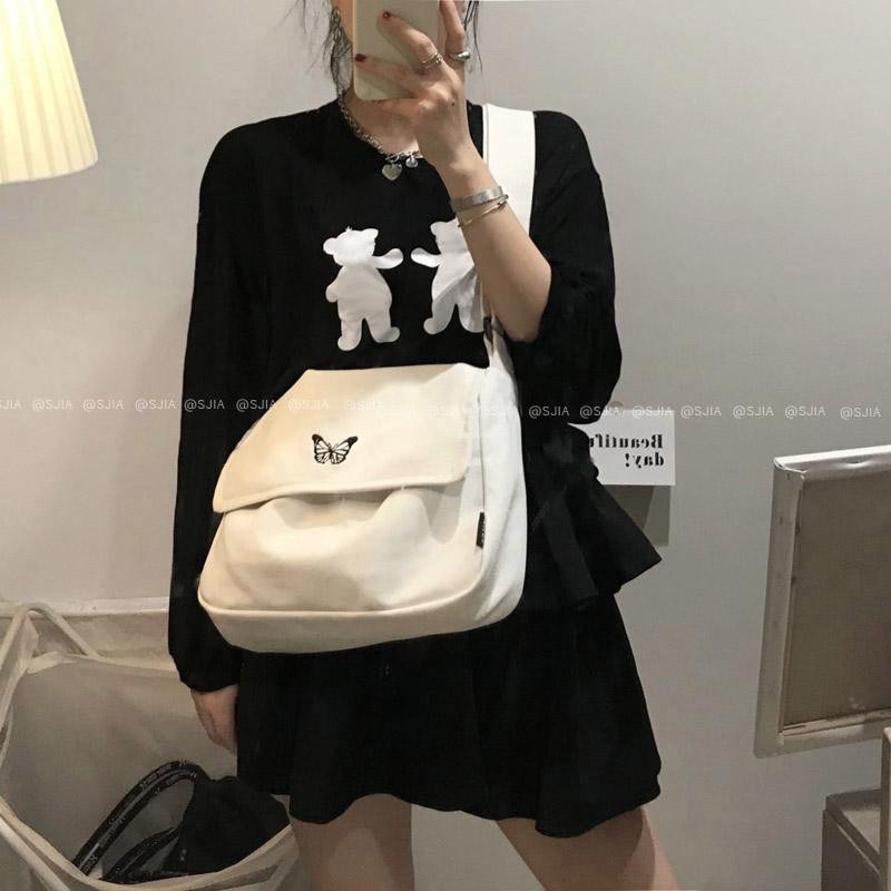 [Hàng Loại 1] 10 mẫu Túi Chéo 🦋 Túi đeo chéo chất vải Canvas dáng Unisex 2 màu 🦋