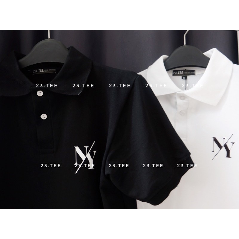 Áo polo hoa new york đen trắng