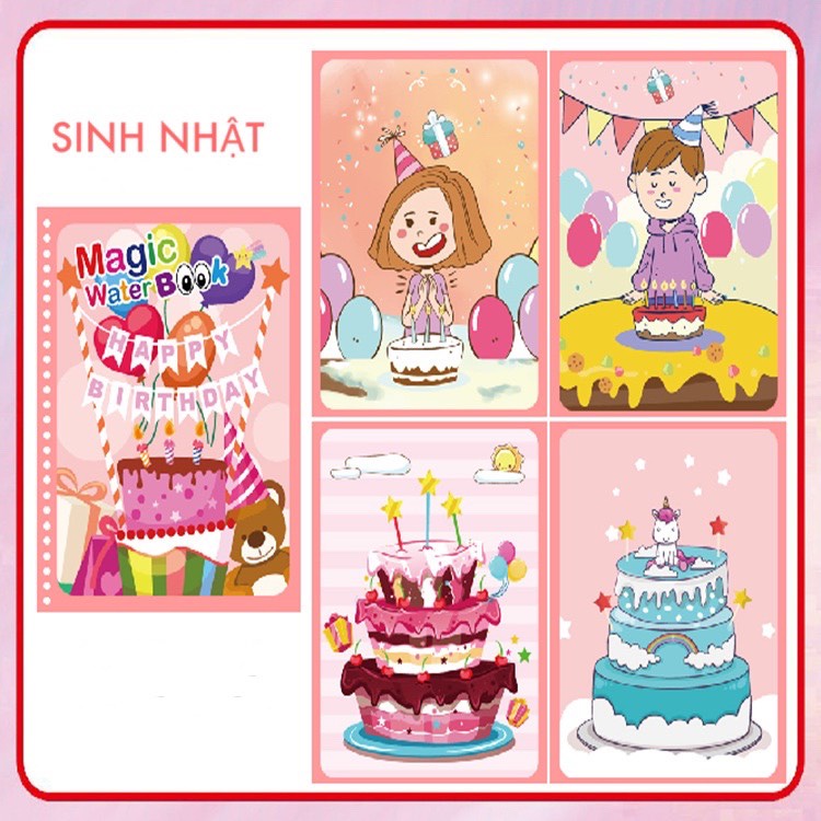 Bộ Tranh Tô Màu Nước Ma Thuật Không Dính Bẩn Tay Chân - Tranh Tô Màu Nước Nhiều Chủ Đề Cho Bé