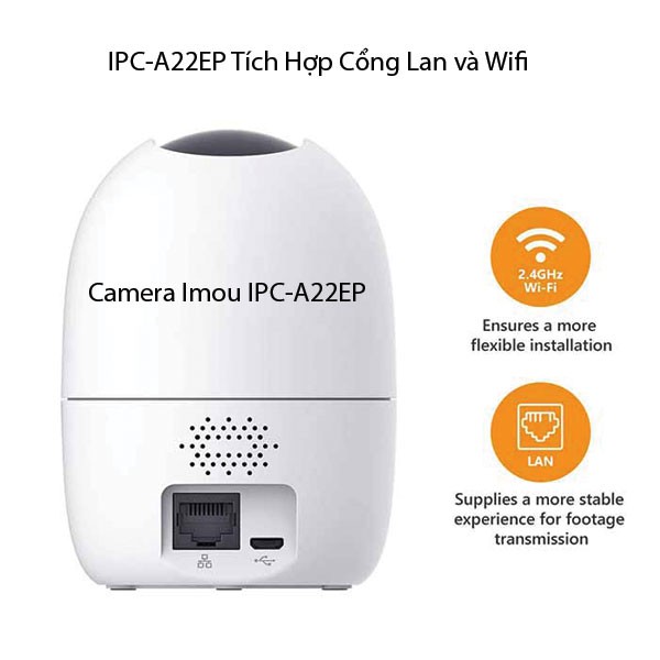 Camera Wif IMOU IPC-A22EP 2.0 Megapixel tích hợp báo trộm và phát hiện chuyển động, âm thanh 2 chiều