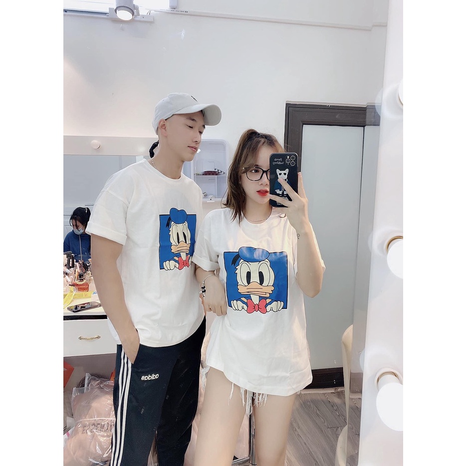 Áo phông tay lỡ unisex form rộng hình Vịt Donald_Áo thun tay cộc nam nữ basic, hottrend