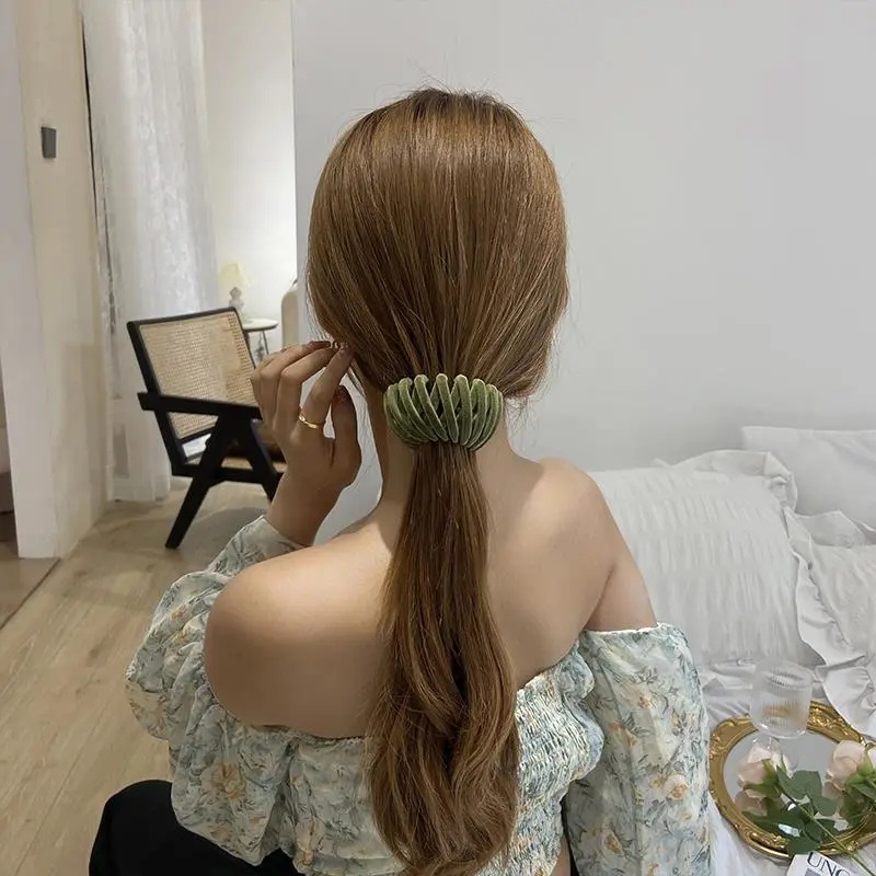 Kẹp Tóc Đuôi Ngựa Bằng Acrylic Cố Định Có Thể Thu Gọn Giữ Đuôi Ngựa Cho Nữ
