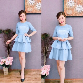 Đầm hai tầng phối ren - Đầm xòe dự tiệc