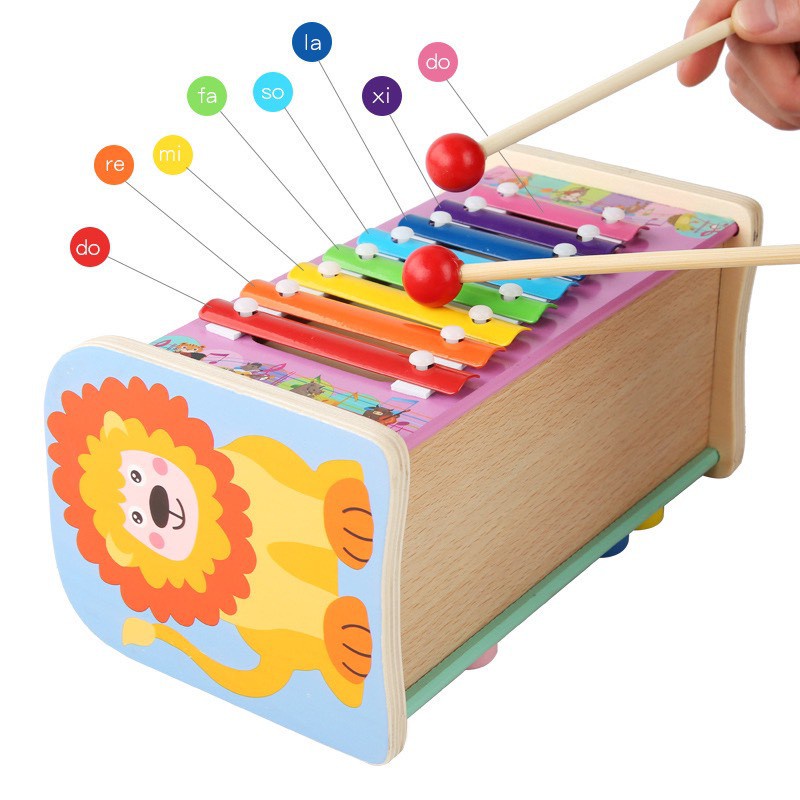 Đập chuột kết hợp đàn và tìm đường đa năng hình sư tử - Đồ chơi gỗ thông minh cho bé- Babycare