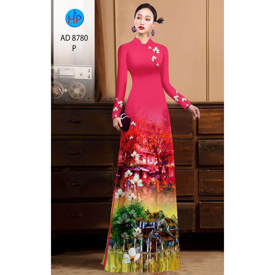 Vải may áo dài in 3D họa tiết phong cảnh cổ điển