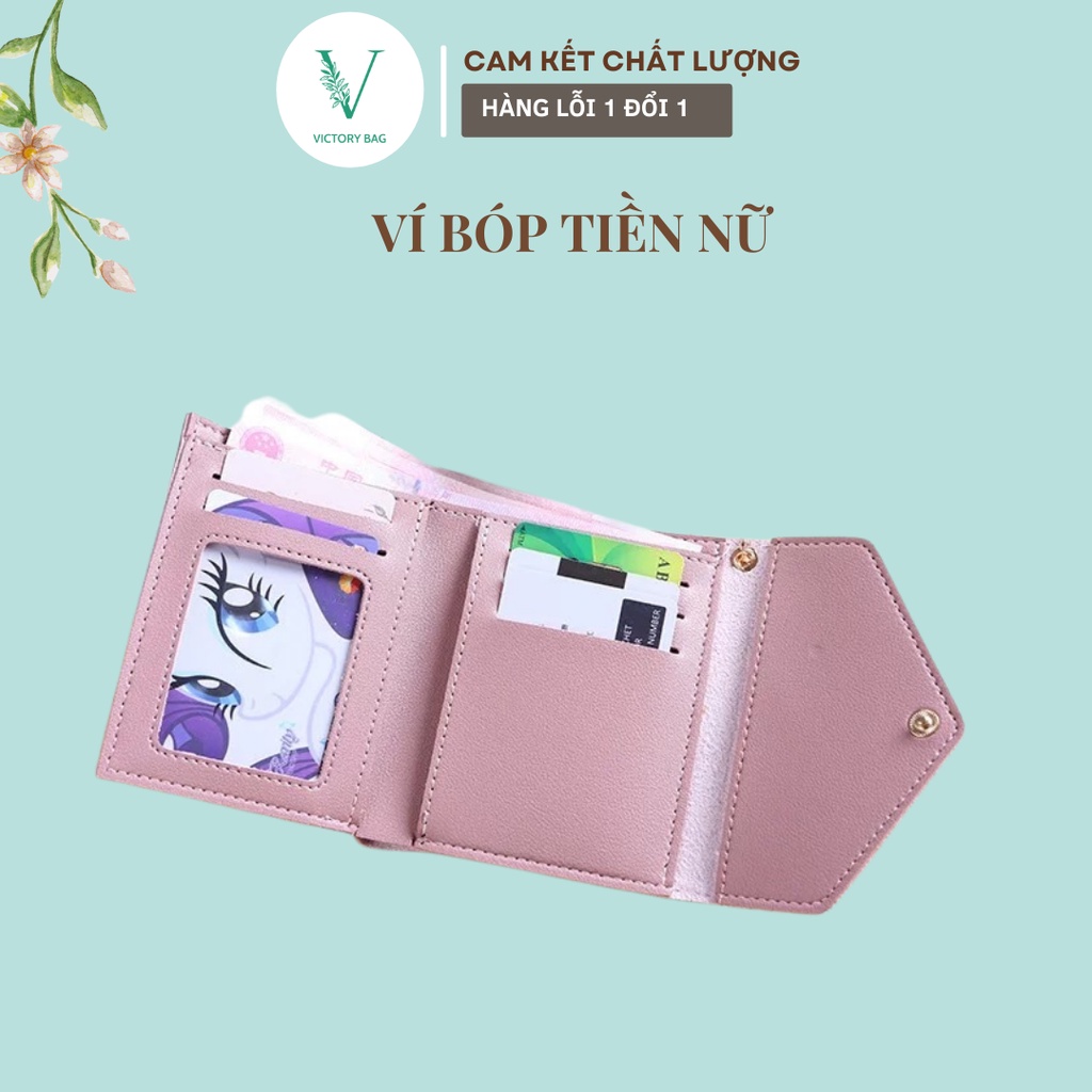 Ví nữ mini ngắn giá rẻ, bóp tiền nhỏ gọn bỏ túi thời trang cao cấp cute  - Victory 601