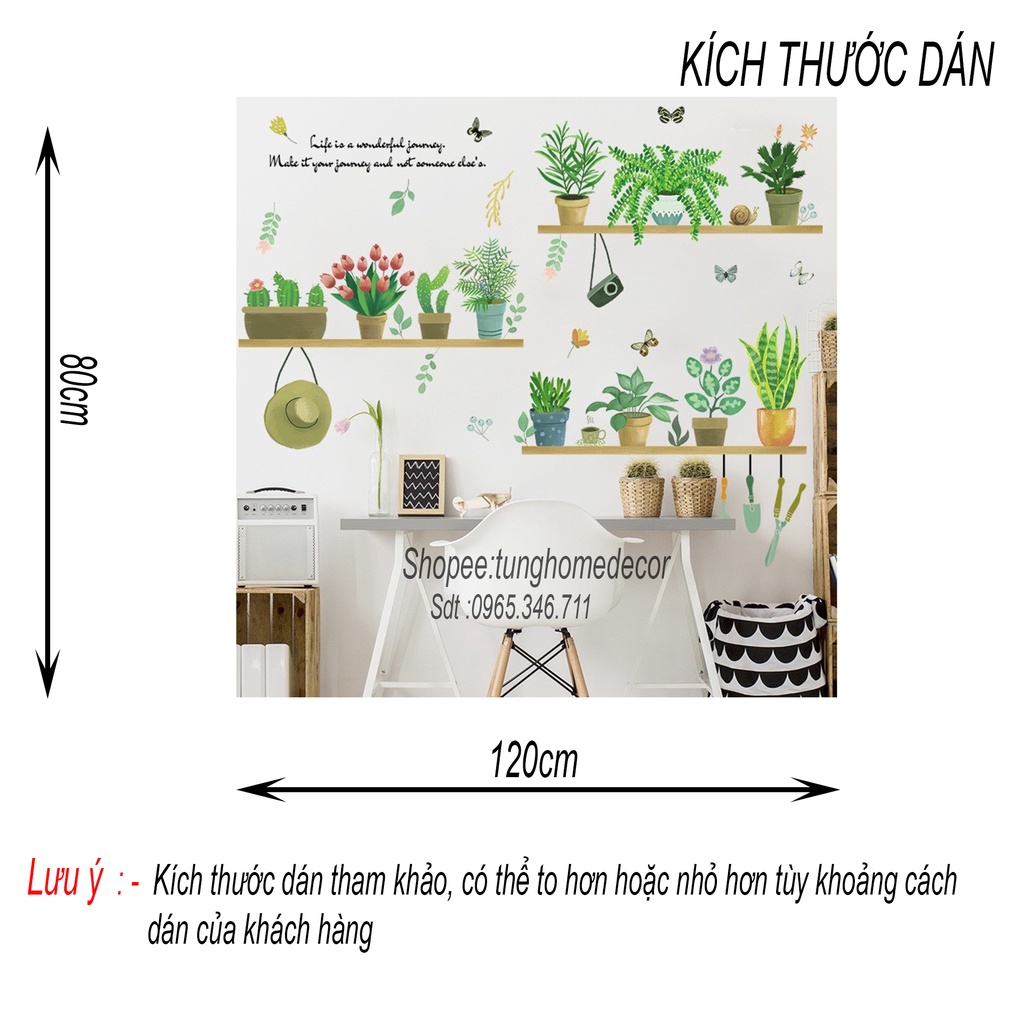 Decal dán tường hàn quốc trang trí phòng ngủ TUNG DECOR XL7249 Kệ Cây Mũ Nhỏ