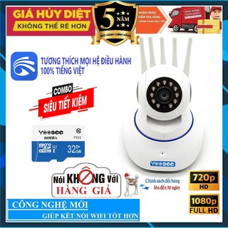 (BẢO HÀNH 5 NĂM COMBO KÈM THẺ NHỚ CHUẨN YOOSEE) CAMERA WIFI - YOOSEE WIFI 5 RÂU SIÊU NÉT 2.0 FULL HD A 1920 x 1080P