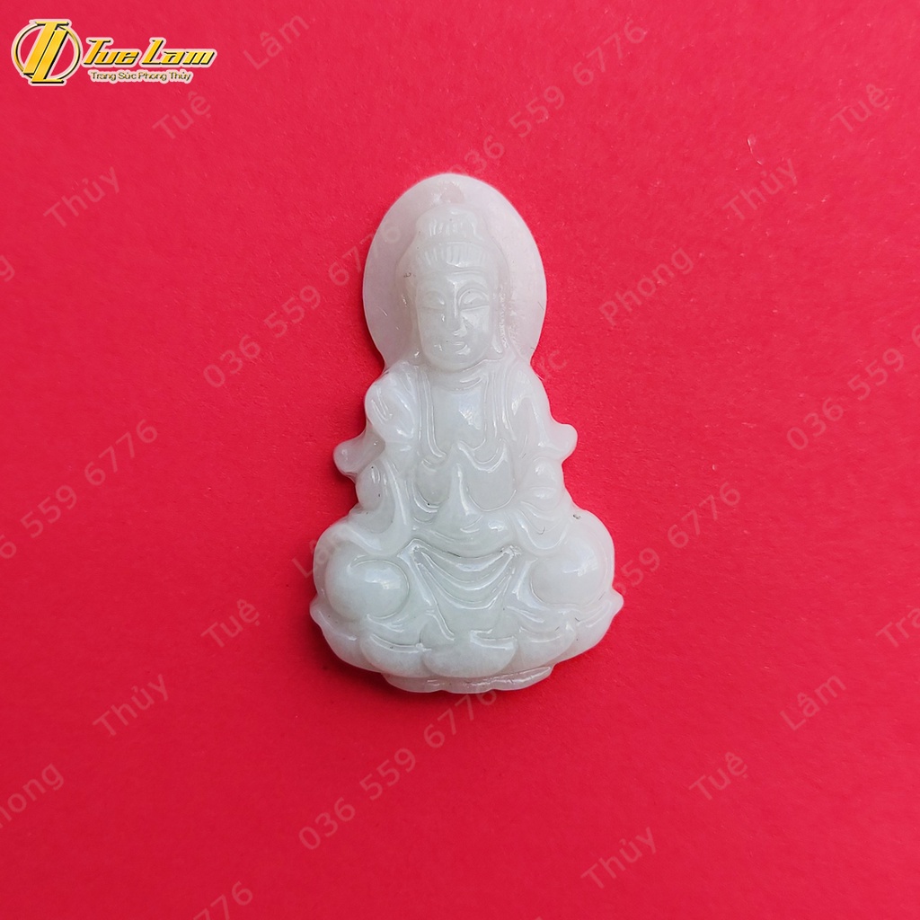 Dây chuyền phật quan âm bồ tát bạch ngoc hợp mệnh mang lại bình an, may mắn - Tuệ Lâm