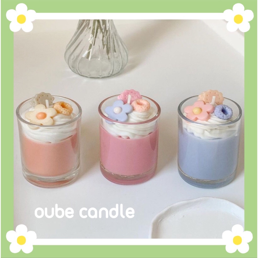 Nến Thơm Handmade Tinh Dầu Thơm Phòng Hình Ly Đá Xay Bánh Quy Tự Chọn Mùi Hương 120g | Oube Candle NT99