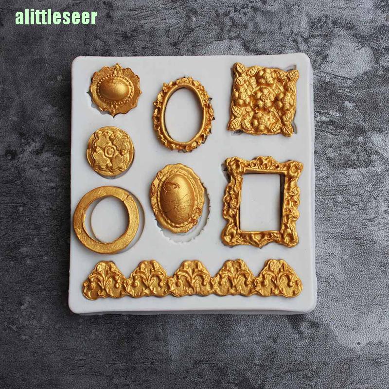 Khuôn Silicone Làm Kẹo Đường Trang Trí Bánh Hình Khung Ren Cổ Điển