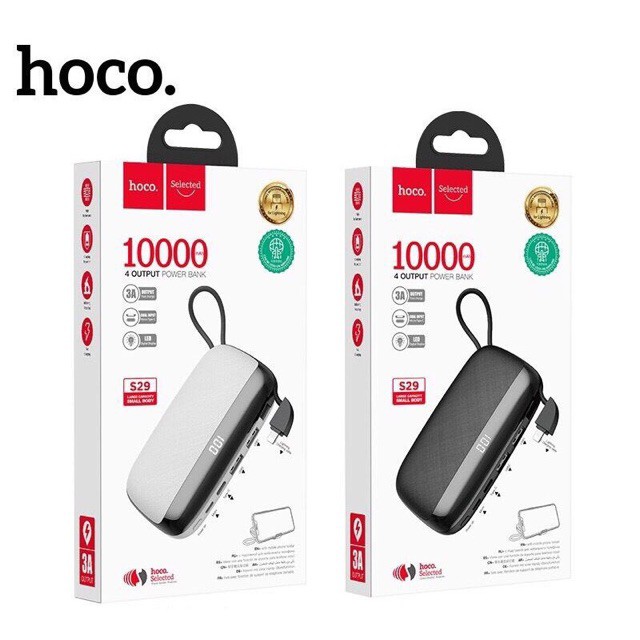 [HOT HOT HOT]Hoco S29 pin sạc dự phòng Hoco S29 kèm dây sạc- Sạc dự phòng hoco S29 hỗ trợ sạc nhanh cổng max 3A