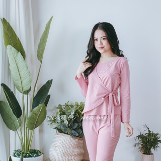 Bộ mặc sau sinh Beauty Mama thắt nơ - có thiết kế cho bú
