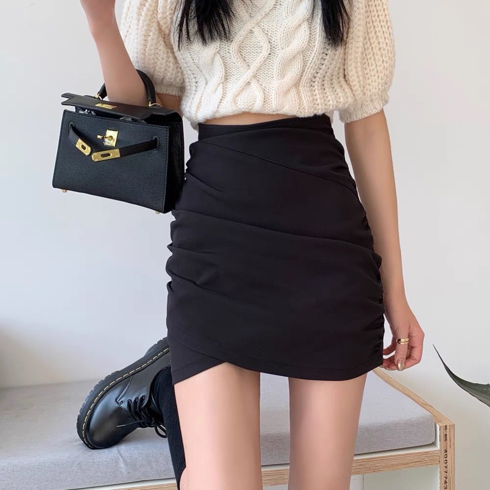 Chân Váy Chữ a Lưng Cao Dáng Ôm Thiết Kế Xếp Ly Độc Đáo Thời Trang Cho Nữ