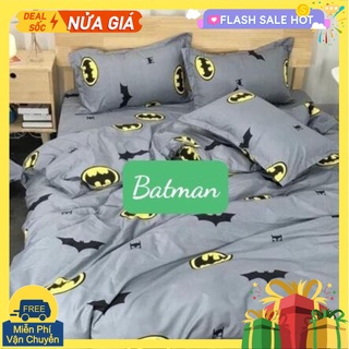 Bộ ga gối 1m4x2mvải poly cotton,chọn mẫu trên bài,họa tiết dơi ghi