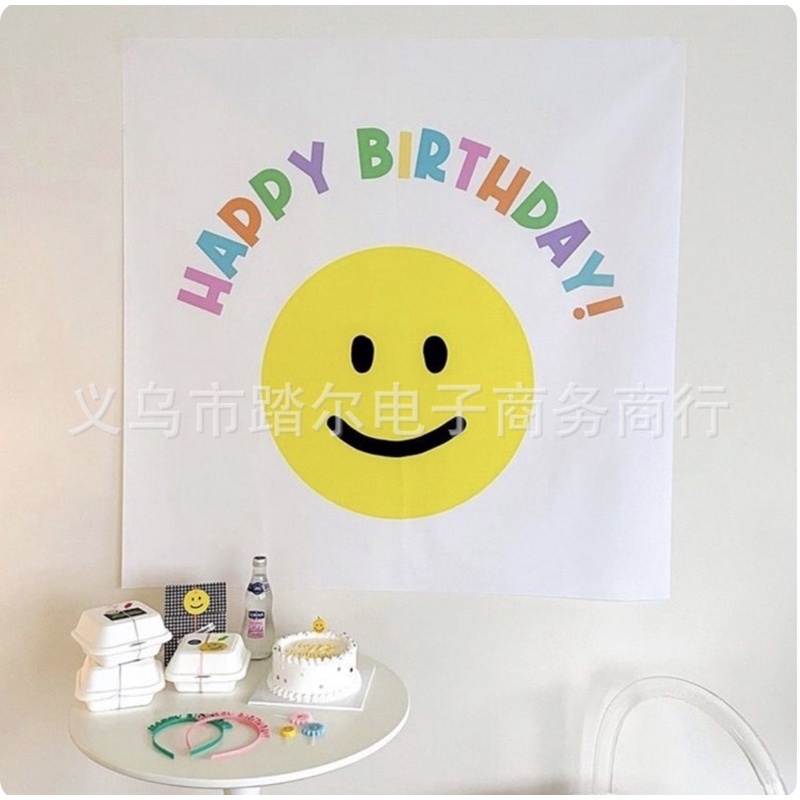 Phông Nền Vải Chúc Mừng Sinh Nhật Gấu Hoa Cúc Chú Hề Mới Nhất Trang Trí Sinh Nhật - Yori Party