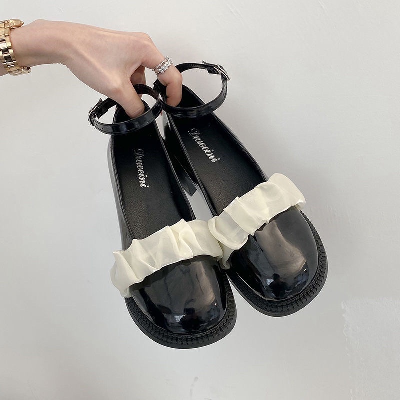 Giày búp bê Lolita dây cài đế 5 phân ôm chân cao cấp - giày nữ đế độn da mềm thời trang