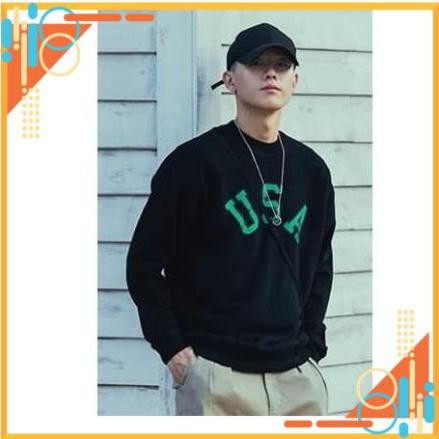 ÁO SWEATER NỈ CỔ CHUI IN CHỮ USA HÀNG CAO CẤP TP