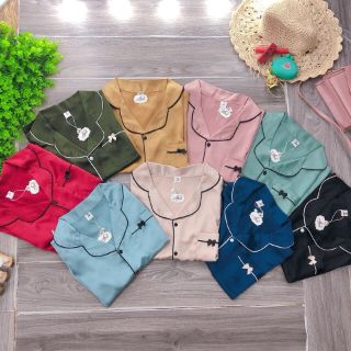 Set lụa trơn áo cộc quần dài