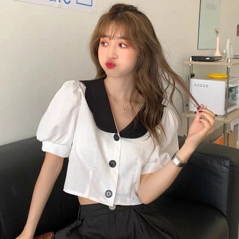 suit new short sleeve shirt+stitching skirts Two piece set