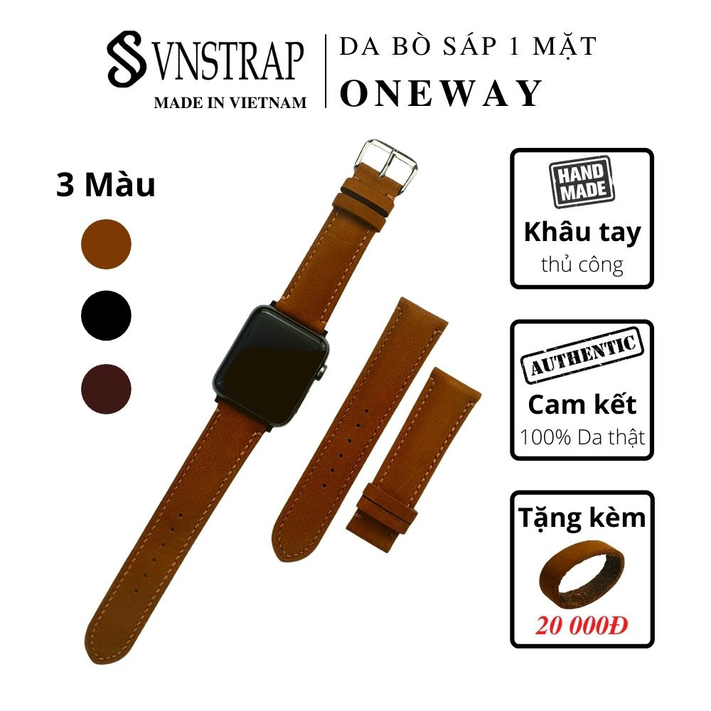 Dây Apple Watch Vnstrap dây đeo đồng hồ Apple Watch series 3 4 5 6 7 se da bò xanh 38mm 40mm 42mm 44mm iwatch M12