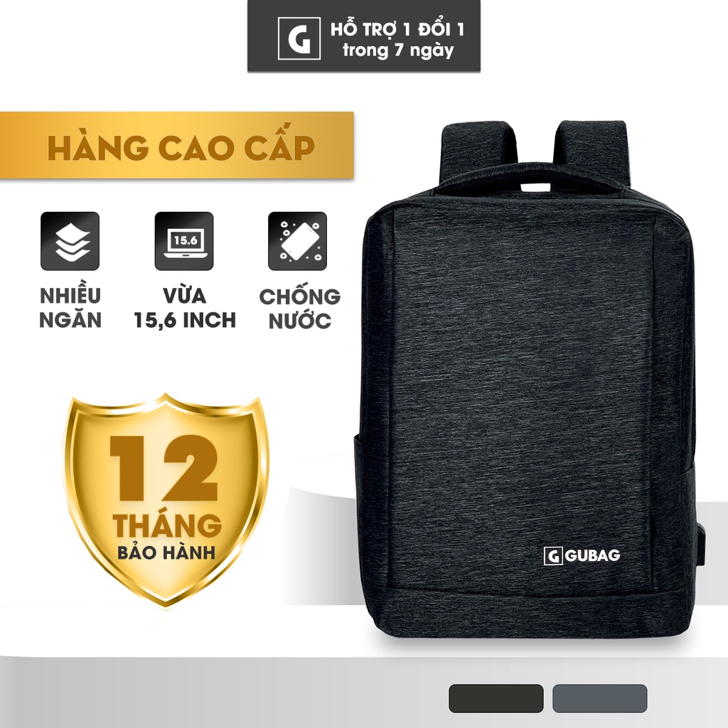 Balo máy tính GU BAG, dành cho người đi làm, công sở, đựng vừa laptop 15,6 inch, nhỏ gọn, chống sốc, chống nước