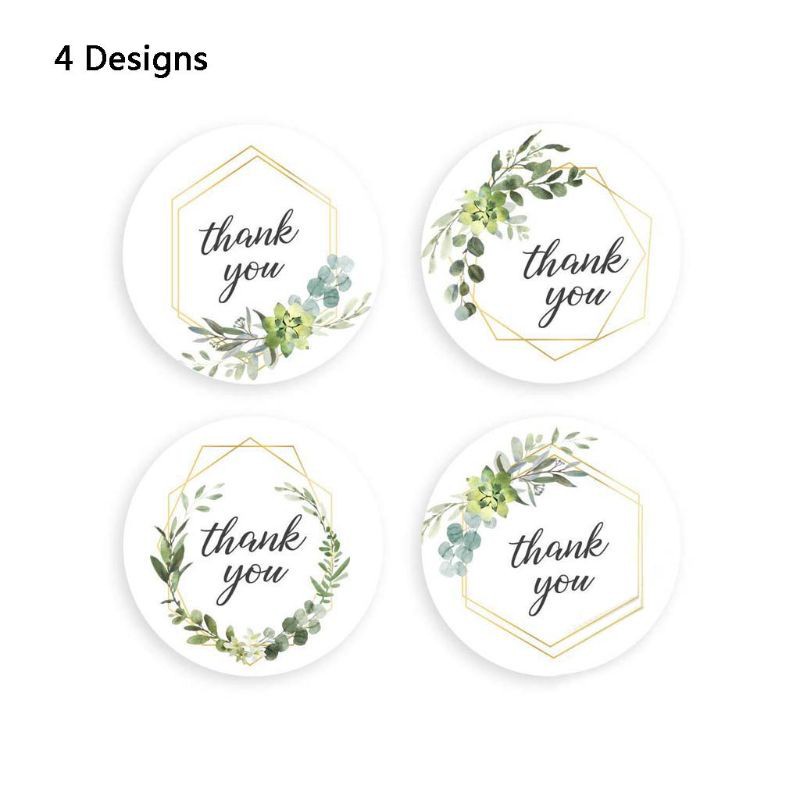 Cuộn 500 miếng dán 4 kiểu in chữ thank you dùng để trang trí sổ tay