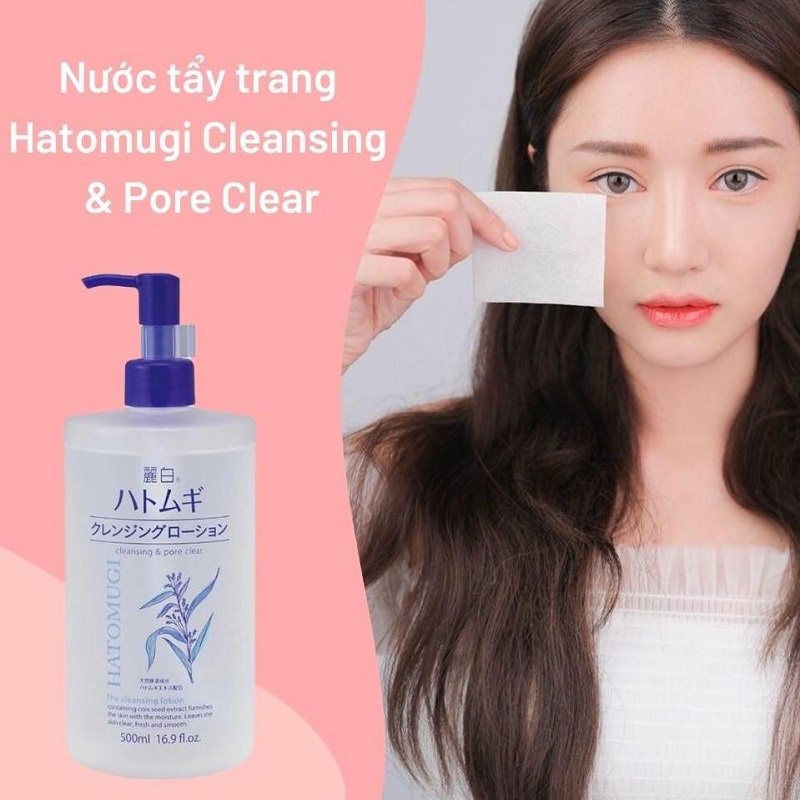 Nước Tẩy Trang Sạch Sâu Lỗ Chân Lông, Dưỡng Ẩm Và Làm Sáng Da Hatomugi 500ml