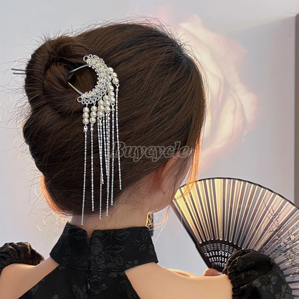 Kẹp Tóc Tua Rua Hình Hoa Đính Ngọc Trai Thời Trang Cho Nữ