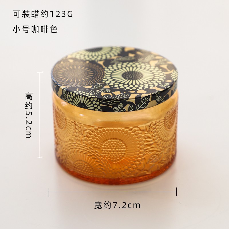 Cốc Làm Nến Cốc Thủy Tinh Nhiều Màu Nắp Thiếc Không Gỉ Hoa Văn Độc Đáo 110ml - 250ml Đựng Nến Siêu Xinh