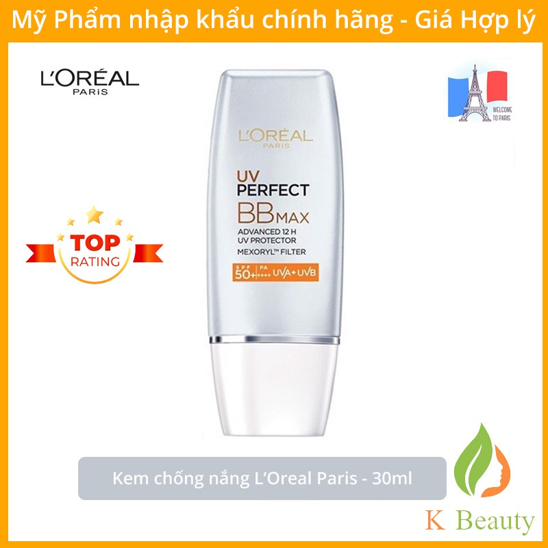 Kem Chống Nắng BB Trang Điểm L'Oreal Paris UV Perfect BB Max SPF50+ PA++++ 30ml (Loreal Bạc)