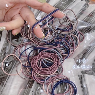 Set dây buộc tóc 100 chiếc mix màu