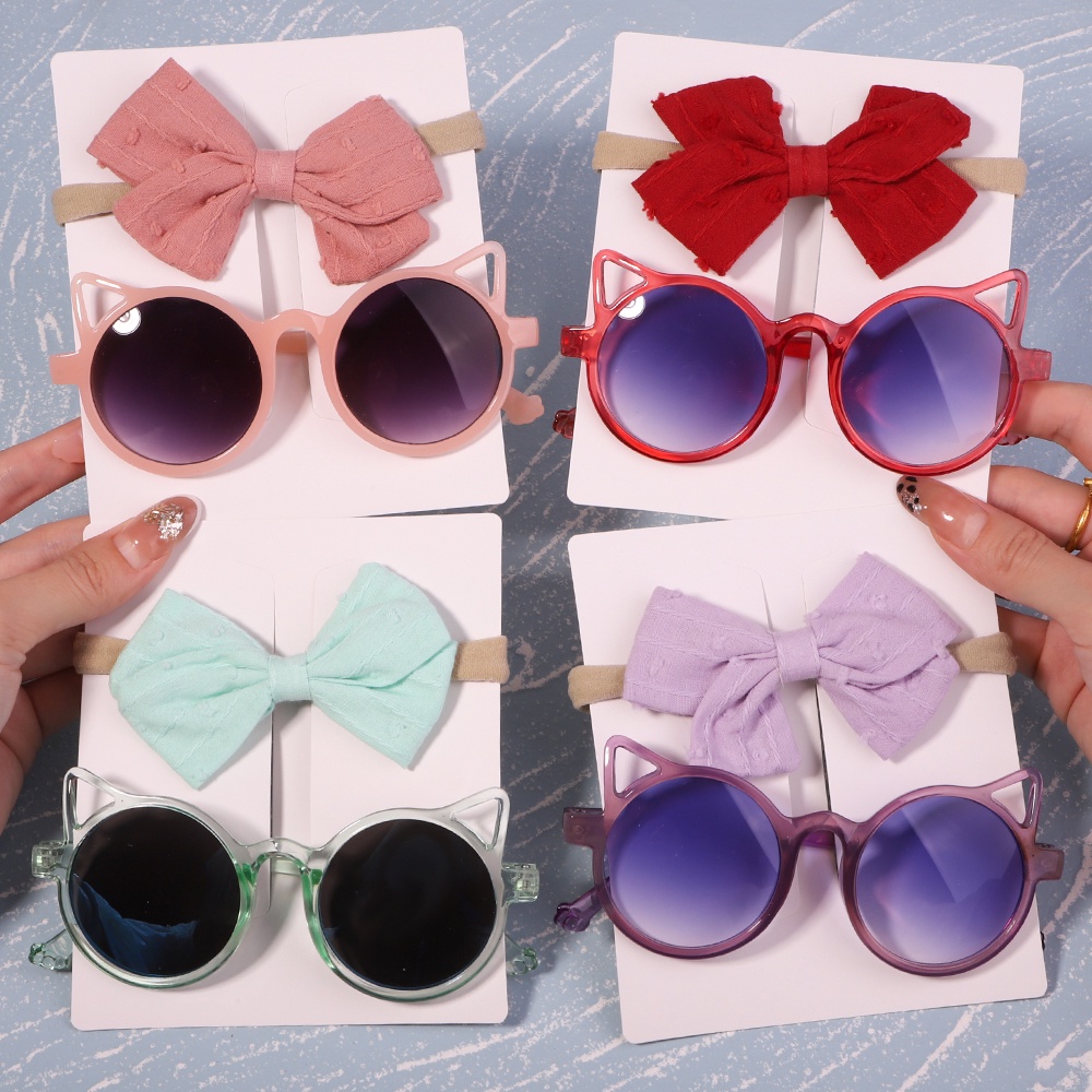 Set 2 món KIDSBOWS băng đô nơ và mắt kính mắt mèo xinh xắn thời trang