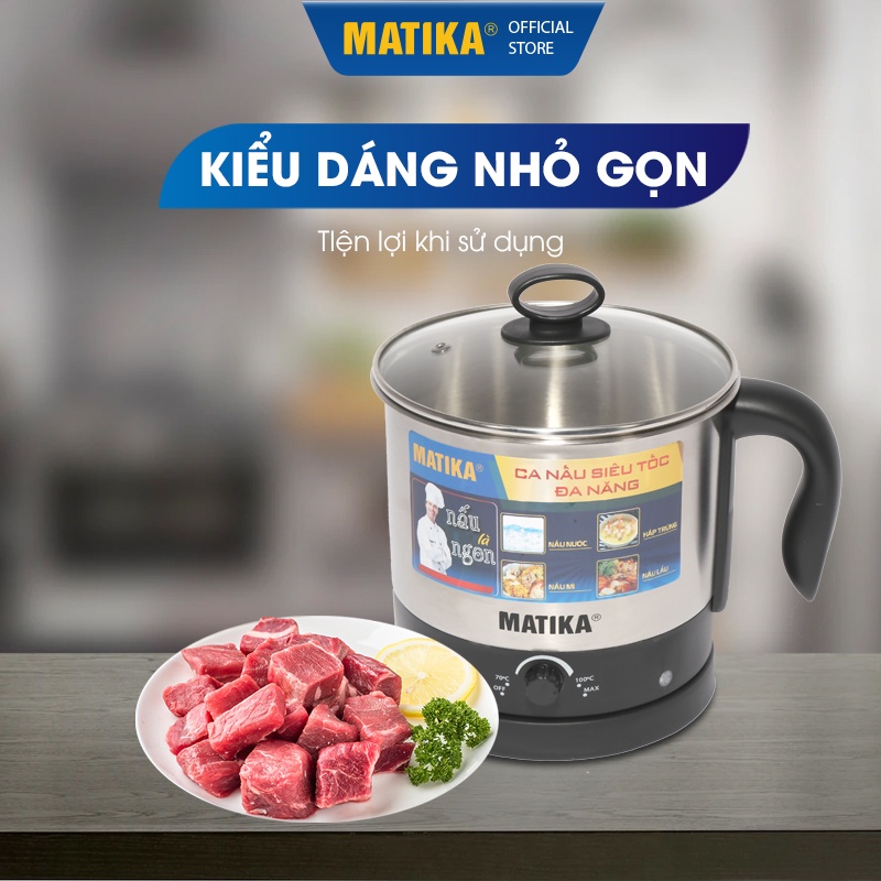 Ca Nấu Siêu Tốc Đa Năng MATIKA 1.6L Chất Liệu Inox 304 MTK1612