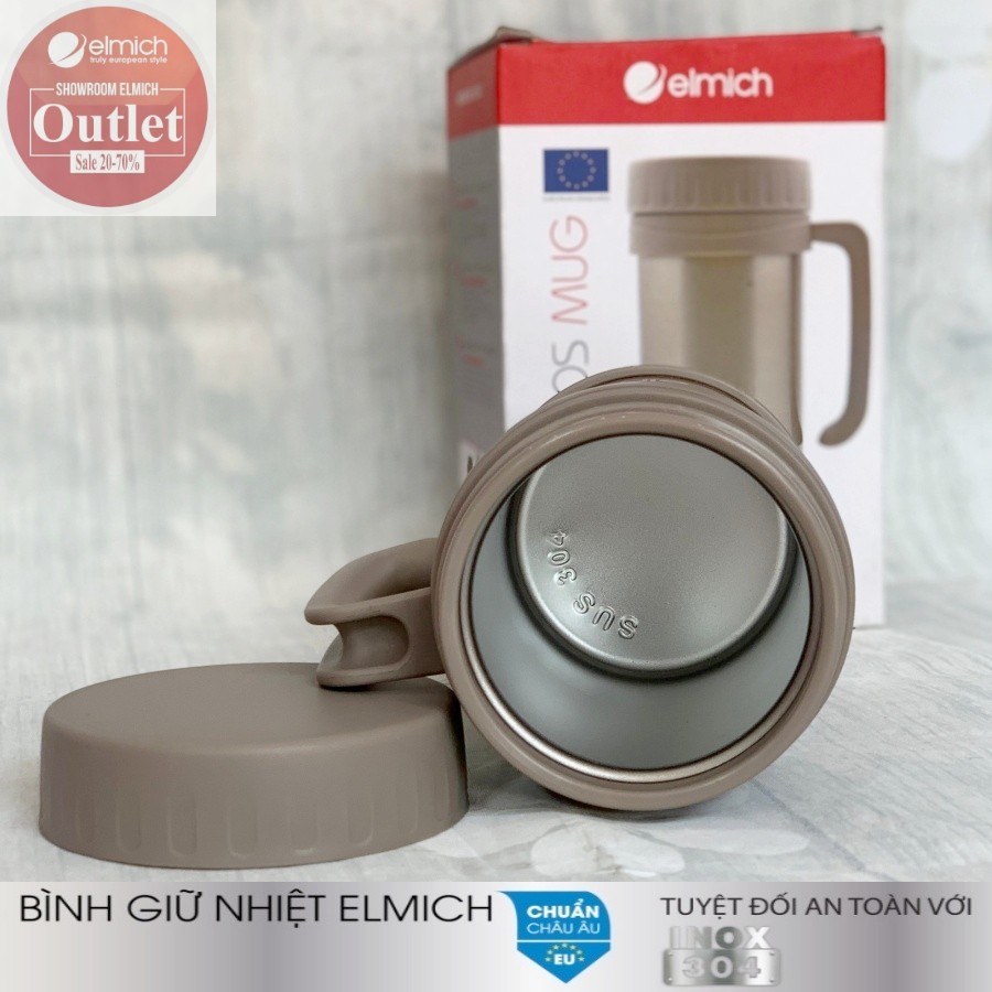 Cốc Giữ Nhiệt ELMICH, Inox 304 Tráng Bạc, 500ML Màu Nâu (EL-0632)