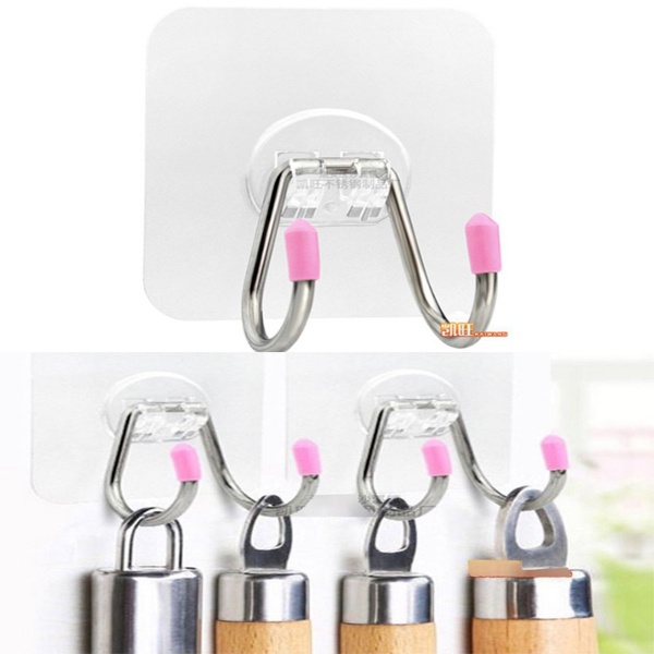 Móc Dán Tường 1-2 RÂU Inox, Móc Treo Đồ Đa Năng Kèm Miếng Dán Chịu Lực Cao Tiện Dụng