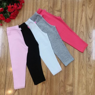 [VẢI XỊN] SET 5 QUẦN LEGGING BÉ GÁI TRƠN PHỐI REN CHO BÉ GÁI